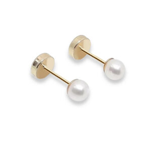 Perla Simil cultivo 4mm - Palito Oro 18k